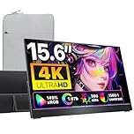 cocopar Portable Monitor 15.6 Inch 4K UHD 60Hz 145% sRGB Travel Monitor with Speaker HDMI USB-C Second Screen for Laptop MacBook Surface PC Xbox PS4/5, VESA Mountable, with Kickstand