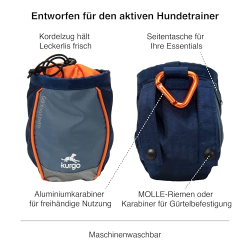 Kurgo Go Stuff-It Futterbeutel, Hält Hunde-Leckerlis frisch, Ideal für Hundetrainings, 11 cm breite Öffnung, Navy