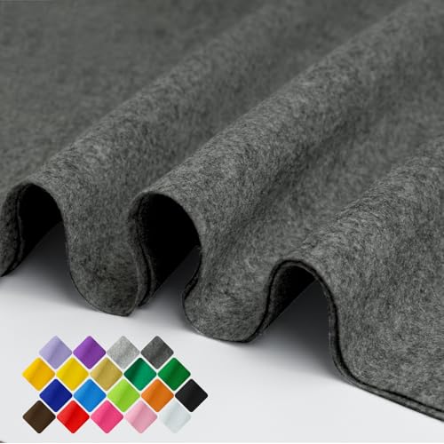 Image of 36 inch Wide Soft Felt Fabric by the Yard, 1.6mm Thick Durable & Flexible Craft Felt for Sewing, DIY Arts, Crafts and Decorations (Dark Gray, 2 /3Y)