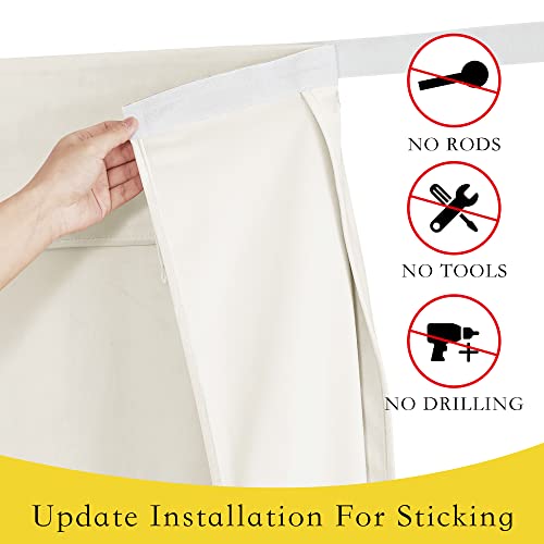 Nicetown Ivory White Room Darkening Tricia Velvet Curtain For French Door, Noise Control With Sticky Tieback Door Blind Thermal Insulated Rod Pocket Window Shade, Single Door Panel,26" W X 69" L #TOP2
