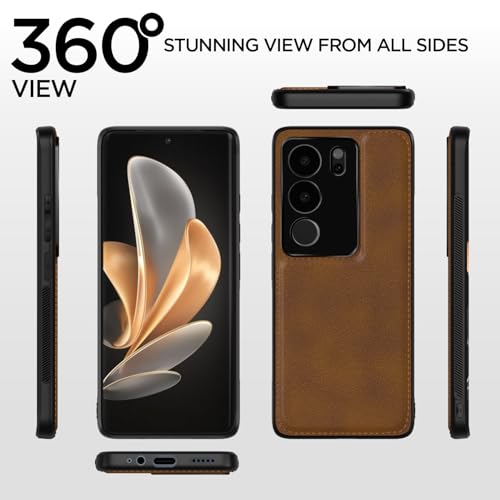 Image of Pikkme Vivo V29 / V29 Pro 5G Back Cover | Flexible Pu Leather | Full Camera Protection | Raised Edges | Super Soft-Touch | Bumper Case for Vivo V29 / V29 Pro 5G (Brown)
