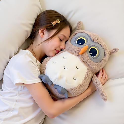 Image of Ryttir 15.7 Inch Chubby Gray Owl Stuffed Animal, Adventure Stuffed Owl Plush Toy, Brave Boy's and Girl's Room Decor, Funny Owls Gift for Kids and Women