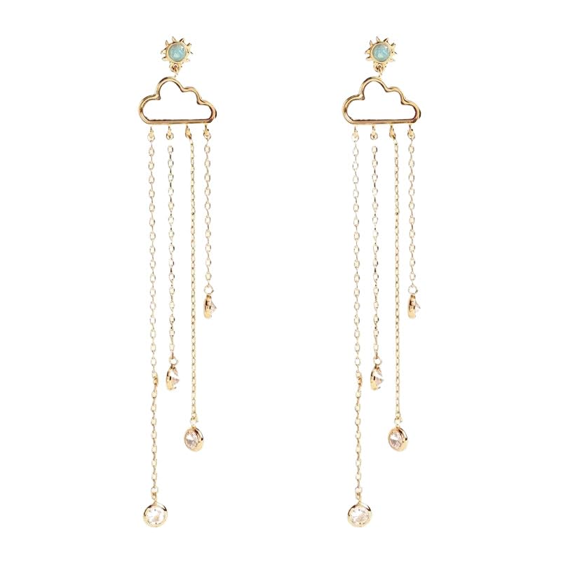Boucles d'oreilles longues avec pompon en émail pour illuminer vos tenues de bureau et de soirée