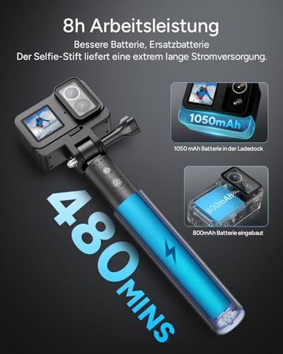 SJCAM SJ20 Action Kamera 4K – Dual-Lens 4K Sportkamera mit 8H Selfie-Stick, Supernachtmodus, Magnet-Halterung, HDR, 8X Zoom, Unterwasserkamera für Reisen, Motorrad & Outdoor