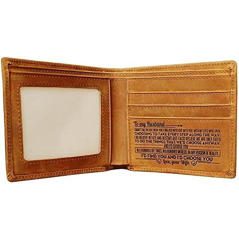 ifamay Mens Wallets to My Husband Bifold Leather Wallets for Men Wife to My Love Gift With Loving Saying Cover