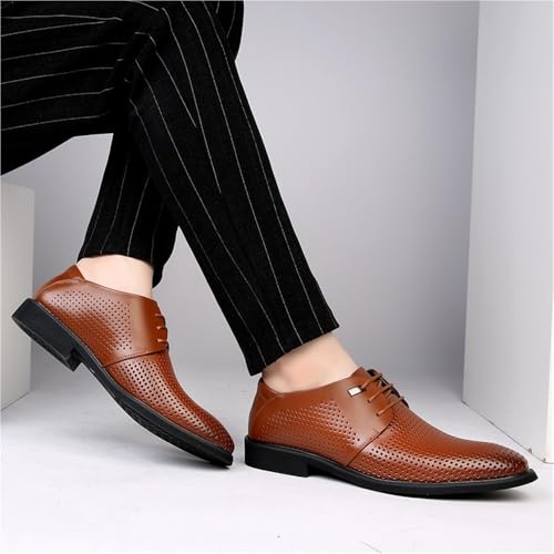 Men's Dress Shoes Large and Small Size Pointed Toe Genuine Leather Breathable Lace up Formal Business Oxfords for Work Wedding Party2