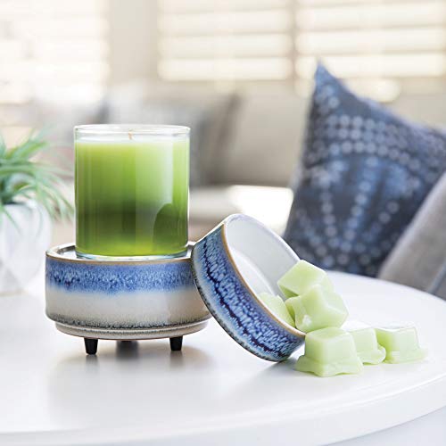 Candle Warmers Etc 2-In-1 Candle And Fragrance Warmer For Warming Scented Candles Or Wax Melts And Tarts With To Freshen Room, Blue And White Horizon #TOP2