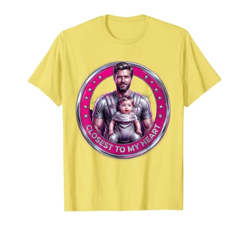 Closest to My Heart Dad Baby Carrier Design T-Shirt, Men, Lemon Yellow, 3X-Large