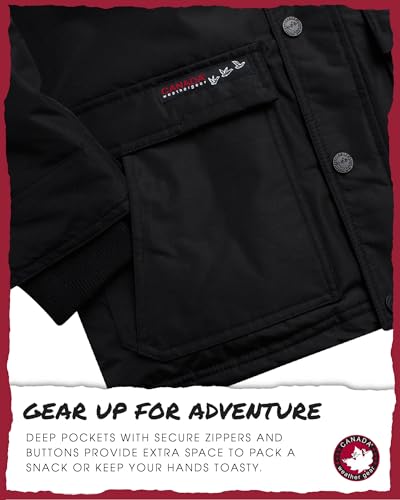 Image of CANADA WEATHER GEAR Boys' Parka - Heavyweight Polar Fleece Lined Parka Coat with Faux Fur Hood - Warm Jackets for Boys (8-20)