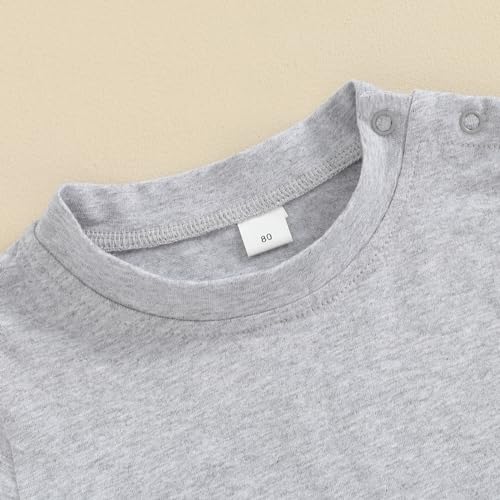 Image of Toddler Baby Boy Girl Short Sleeve Crew Neck T Shirt Pullover Sweatshirt Summer Basic Tee Solid Casual Clothes