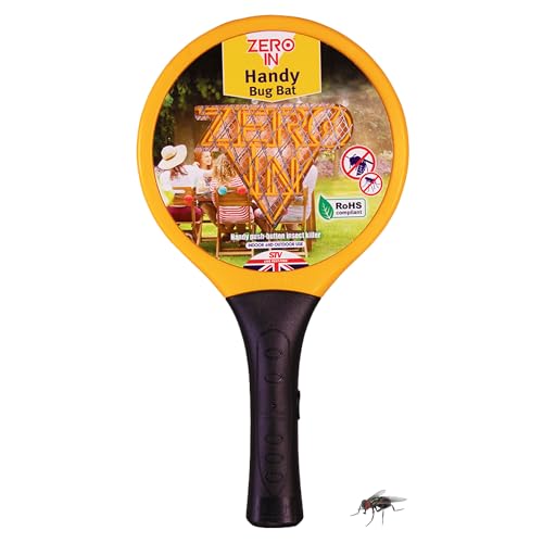 Zero In Bug Bat Electric Fly Swatter - Fly Zapper Racket for Indoor and Outdoor Use - Portable Electric Bug Zapper for Killing Flying Insects - Battery Operated