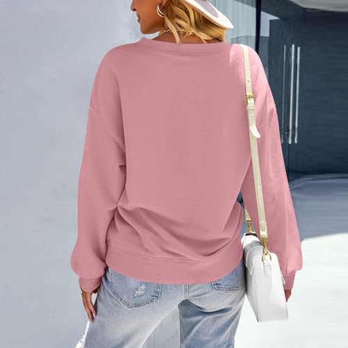 Image of Women Crew Neck Sweatshirts Fall Casual Oversized Sweat Shirts Long Sleeve Cute Preppy Sweatshirt Comfort Pullover