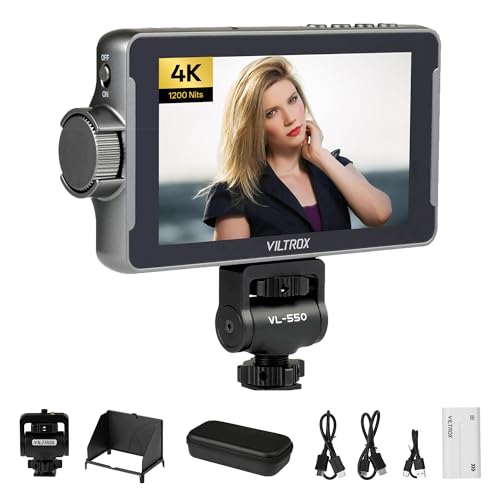 Image of VILTROX DC-550 5.5-Inch Camera Field Monitor, 1920x1080 Full HD, 3D LUT DSLR Video with HDMI Input /Output, Audio Meter, Histogram, Peaking, False Color, Gyroscope Auto Flip