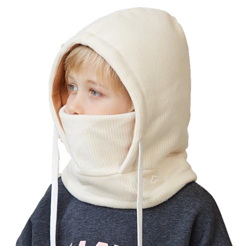 Kids Fleece Balaclava Ski Mask, Windproof Hood with Neck Warmer, Adjustable Winter Hat for Boys & Girls Ages 4-10 - Main Image