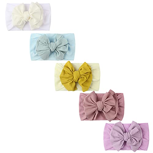5 pièces filles Cercles Neato Battesimo Denzzo avec nœud souple bande bande pour turbante Accessoires pour nouveau-nés, enfants, bébés (D, One Size)