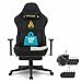 Symino Gaming Stuhl mit Latex Sitzkissen 300kg Belastbarkeit, Ergonomischer PC-Stuhl mit Memory-Schaum Lendenwirbelstütze und Kopfstütze, Atmungsaktiver Bürostuhl aus Wildlederimitat, Schwarz