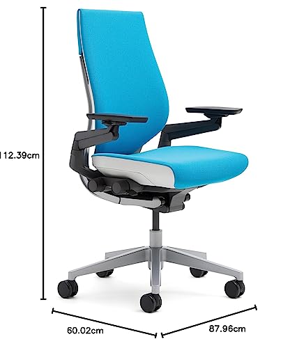 Image of Steelcase Gesture Office Chair - Ergonomic Work Chair with Wheels for Carpet - Comfortable - Intuitive-to-Adjust for Desk - 360-Degree Arms - Blue Jay Fabric