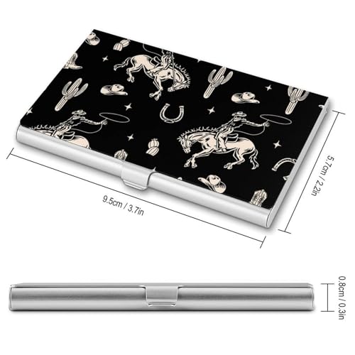 Boho Western Theme with Cactus Business Card Holder for Men And Women,Aluminum Business Name Card Professional Business Card Case（3.7x2.2x0.3in）2