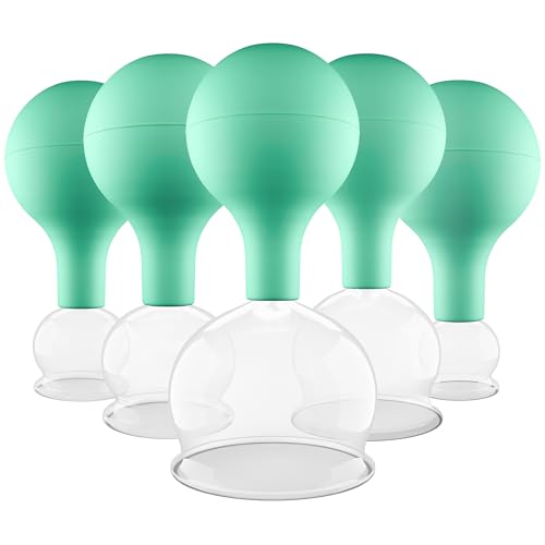 Ventouses en verre véritable de qualité supérieure Pulox lot de 5 cupules avec poire verte