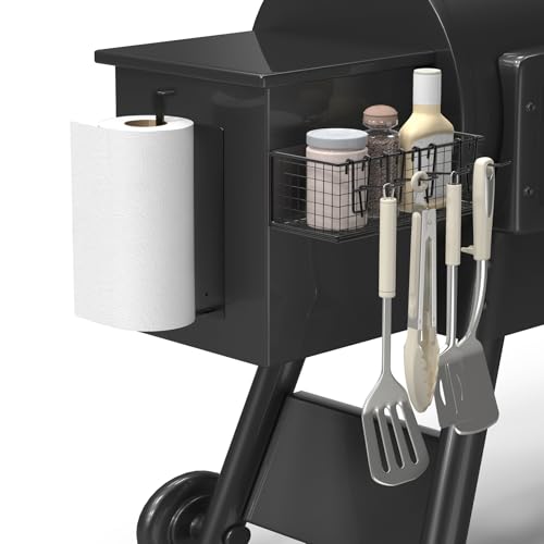 Image of 1 Pack Magnetic Storage Bin with Paper Towel Holder for Traeger Smoker Grills, Compatible with Ironwood 885, Pro Series 34,22, Pro D2 575, Pro 780, Ironwood 650, Pit boss and Z-Grills