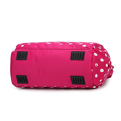 Bolso de mano con lunares rosa rojo de gran capacidad 7