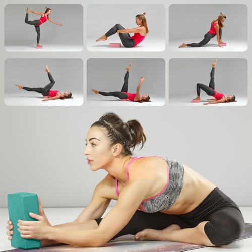 Image of Yoga Blocks 2 Pack, 9x6x3in Pilates Block, Non-Slip Foam Brick for Exercise