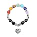 QSKS 7 Chakra Healing Balance Stone Beaded Bracelet Yoga Reiki Charm Heart Bracelets