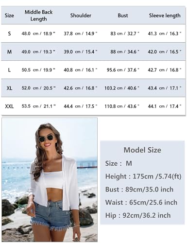 iClosam Womens Summer Lightweight Cropped Cardigans 3/4 Sleeve Knit Shrug V Neck Button Down Cardigans Sweaters 7