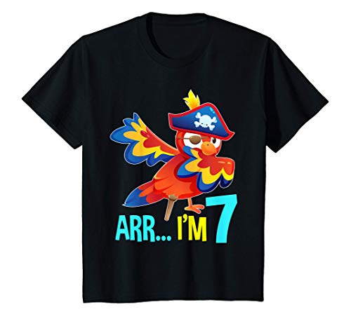 Bambino Arr I'm 7 Dabbing Parrot Pirate Theme Seven 7th Birthday Maglietta
