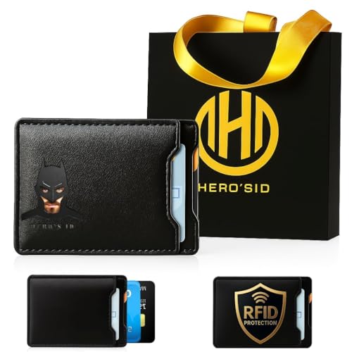 Leather Bat Wallet - Personalized wallet Man Woman, Superhero Mask Slim Card Holder, Bat ID Heroic wallet- Unique Valentine’s day Gift Birthday, Anniversary, for Dad, Husband, Boyfriend, Father's day