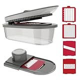 CHOPZILLA Vegetable Chopper and Mandoline Slicer for Kitchen Cuts 18x Faster, Come with 4 Blades, Scraper, & Container, All in 1 Veggie Chopper Vegetable Cutter, French Fry Cutter, Onion, Fruit, Salad