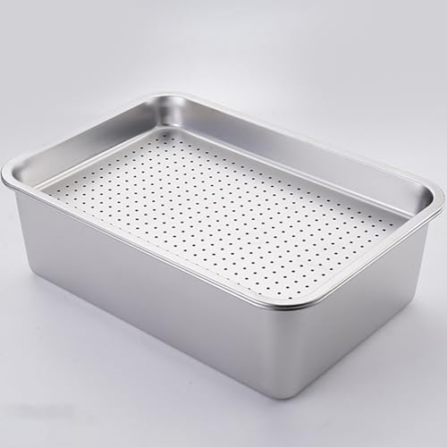 ストレーナーボウルセット 2点セット 揚げ油切り用 18-8ステンレス鋼 ご飯、野菜、フルーツ、ラーメン、サラダの水切りや、パスタやブラウンひき肉の。ザル奥行4.8 CM (深さ-15cm(6in),L40*W30cm(L15.8*W11.8in))