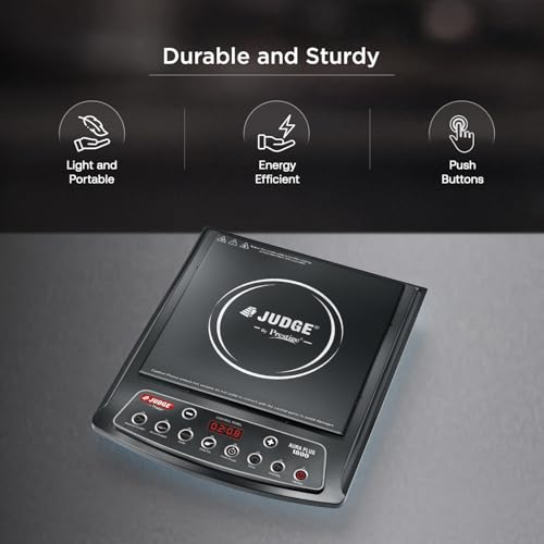 Image of Judge By Prestige Aura Plus 1800W Multiple Indian Menu Option Induction Cooktop Black | Convenient Timer Function|Push Buttons|1 Year Warranty