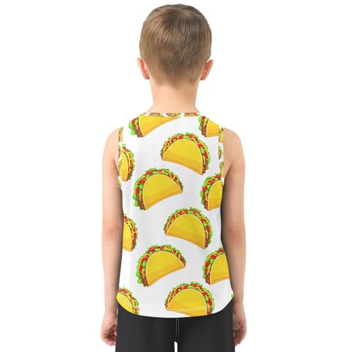 J JOYSAY Cartoon Taco Food White Boys Tank Top Sleeveless Muscle Shirts Quick Dry Kids T-Shirts 3-15T3