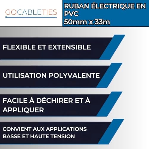 Ruban adhésif isolant électrique blanc 50mm résistant et étirable - 7