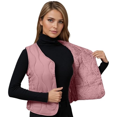 Chaleco acolchado de mujer para invierno sin mangas con forro polar 2