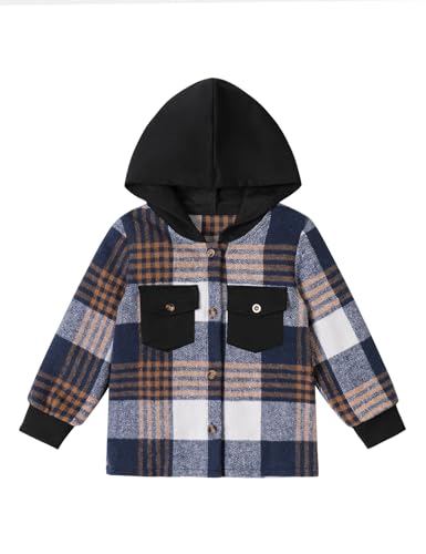 Image of Toddler Boy Clothes Plaid Hooded Shirt White T-shirt Top and Solid Color Pants 3Pcs Winter Boys Clothes