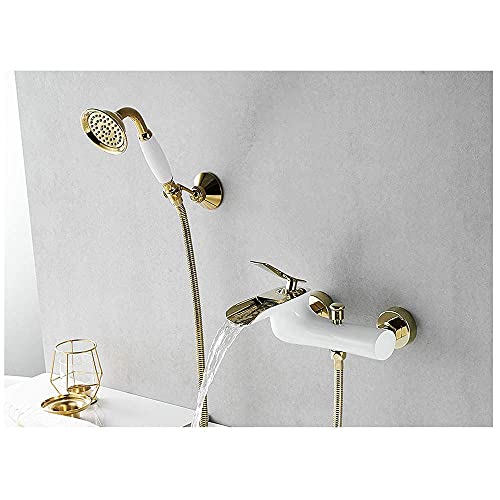 Robinet de douche à double commande avec ensemble de bain blanc pour réglage précis