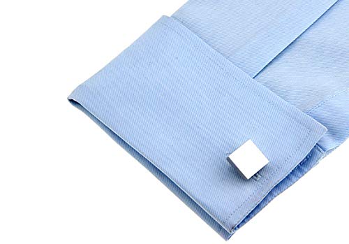 Set de Mancuernillas Cuadradas Plateadas para Hombre miniatura 2