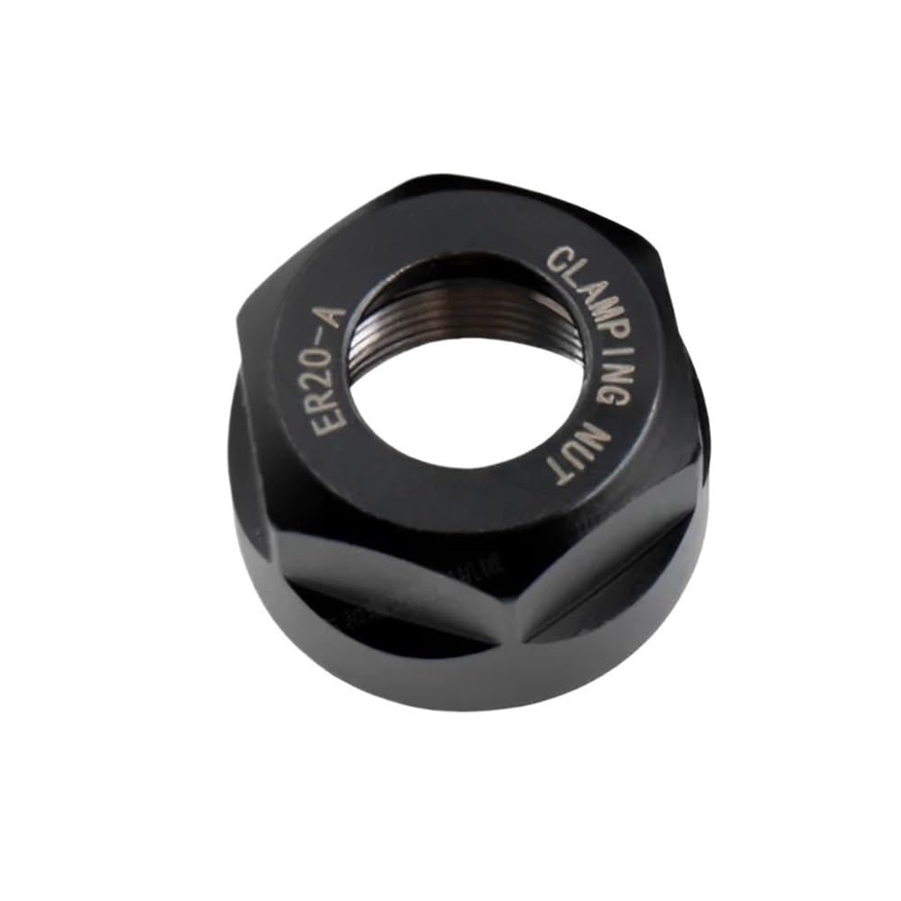 Dado esagonale di serraggio pinza ER-20A, dado mandrino di precisione in metallo nero for manico utensile ER, 1 pezzo
