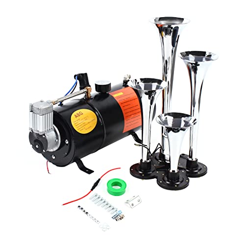 150 Psi Air Compressor 3L + Four Tube Horn/Trumpet Train Horn For Car Air Horn for Truck Tractors Vans Motorcycles Boat (US Stock)