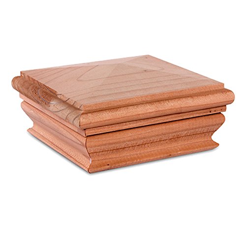 Woodway Pyramid Post Cap, fits 3.5' Post, in Premium Redwood, 1PC