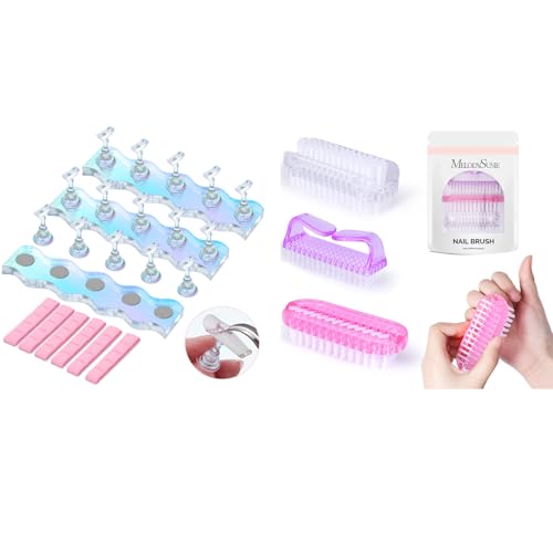 MelodySusie Nail Stand for Press Ons with All in One Nail Brush Set