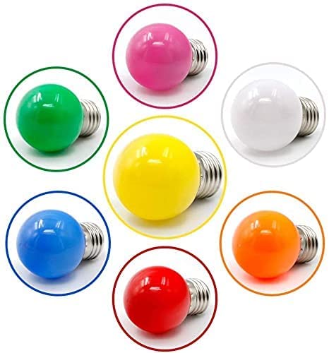 V-TOO LED 40 Pack Coloured Light Bulb E27 Screw Cap 3W Multi Colour LED Light Bulbs Mood Ambiance Lighting for Home Decoration Patio Party Club Celebration Halloween Christmas Effect Lights - Image 3