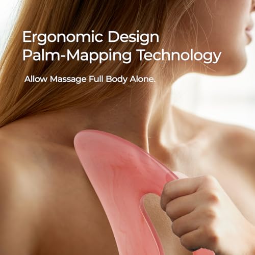 Image of Scienlodic 2 Pcs Large Body Gua Sha Massage Tools (Pink, Resin) - Muscle Scraper for Back, Neck, Waist & Legs, Muscle Relaxation, Soothe Tension