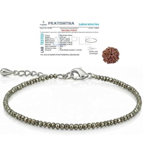 Image of Arihant Gems & Jewels Original Raw Pyrite Anklet for Men & Women | Money Magnet for Wealth, Success & Prosperity | Adjustable Crystal Healing Anklet for Good Luck, Positive Energy & Financial Growth.