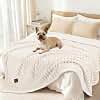 luciphia wasserdichte Hundedecke Waschbar Katzendecke f r Katzen Hund Welpe Kuscheldecke Weich Flaushig Sherpa Fleece Haustier Decke zum Schutz von Bett Sofa Couch Beige Wei  145 * 165cm