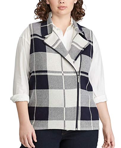 Chaps Plus Size Blue Plaid Vest, Size 3X