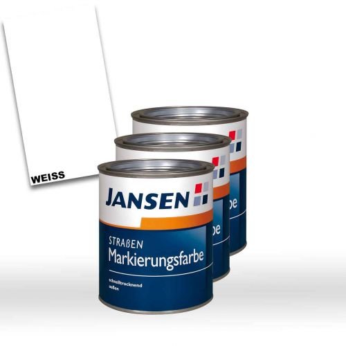 3 x Jansen Straßenmarkierungsfarbe mit Bast-Zulassung weiß 0,75l
