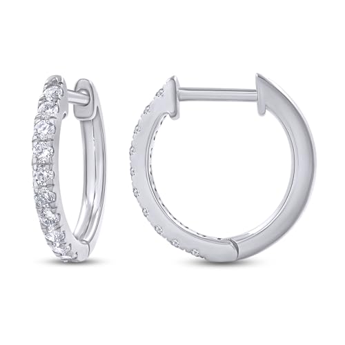 10MM Huggie Hoop Earrings for Women, 0.25 Cttw Lab-Grown Diamond Hoop Earrings in 10K or 14K Solid Gold or 925 Sterling Silver, Wedding Bridal Jewelry Gift For Her